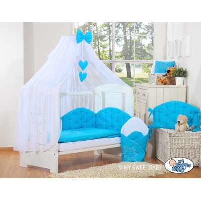 Babybettwäsche Set 5-tlg mit Moskitonetz - Chic türkis