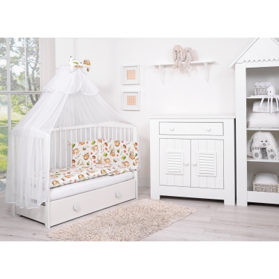 Babybettwäsche Set 5-tlg mit Moskitonetz - Faultiere beige