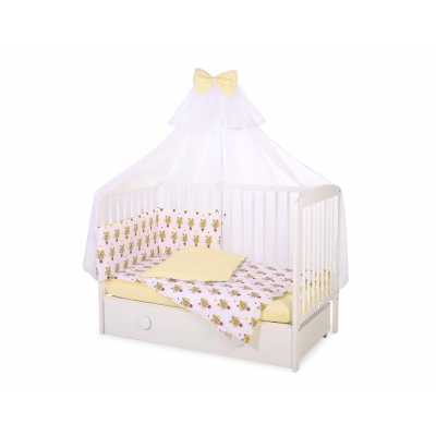Babybettwäsche Set 5-tlg mit Moskitonetz - gelbe Zebras