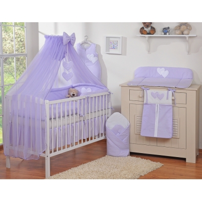 Baby Bettset 4-teilig mit Moskitonetz  Lila