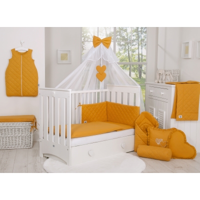 Babybettwäsche Set 5-tlg mit Moskitonetz- honiggelb