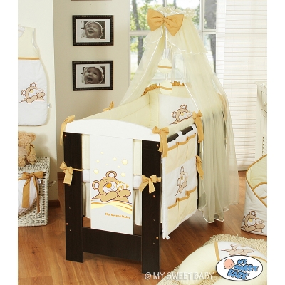 Babybettwäsche Set 5-tlg mit Moskitonetz (L70) - Teddy Bär Barnaba creme