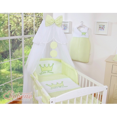Babybettwäsche Set 5-tlg mit Moskitonetz - Little Prince/Princess grün