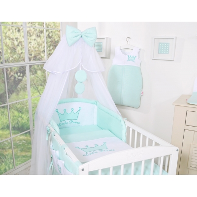 Babybettwäsche Set 5-tlg mit Moskitonetz - Little Prince/Princess minze