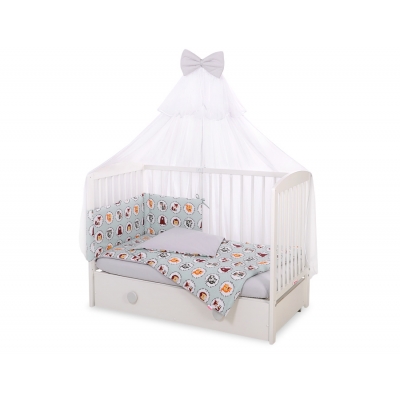 Babybettwäsche Set 5-tlg mit Moskitonetz - Minze Tierchen