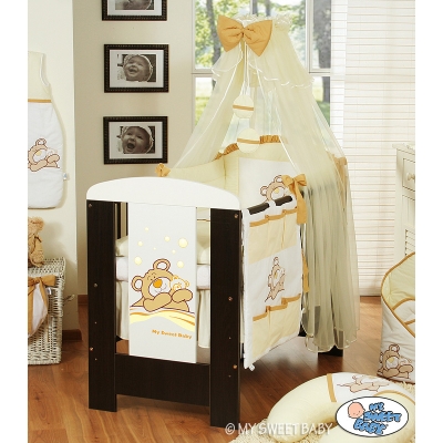 Babybettwäsche Set 5-tlg mit Moskitonetz (S60) - Teddy Bär Barnaba creme