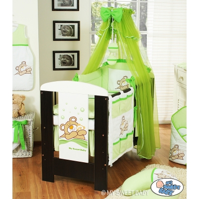 Babybettwäsche Set 5-tlg mit Moskitonetz (S60) - Teddy Bär Barnaba grün