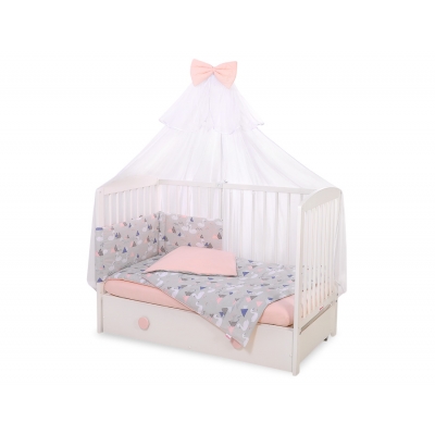 Babybettwäsche Set 5-tlg mit Moskitonetz - Schwäne grau