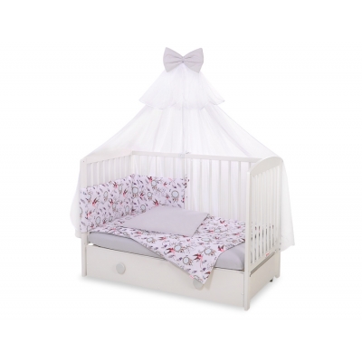 Babybettwäsche Set 5-tlg mit Moskitonetz - Schwalben rosa