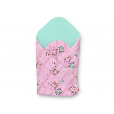 Babyhörnchen mit steifen Einlage - Eulen rosa-minze/minze