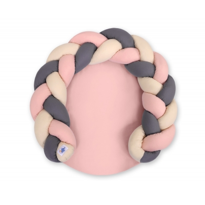 Zopfschlange  Babykokon / Spielmatte 2 in1 - beige-altrosa-anthrazit