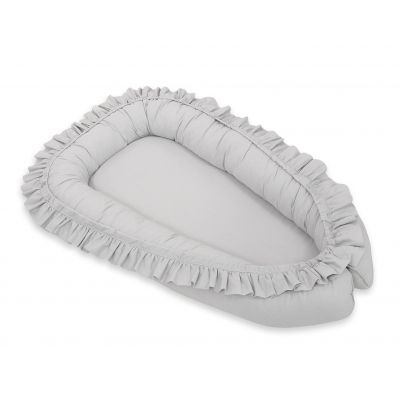 Babynest mit Rüsche - grau
