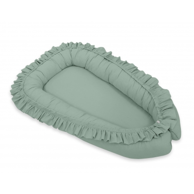 Babynest mit Rüsche - weißgrün