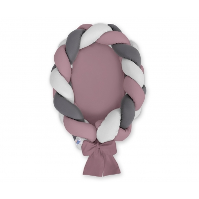 Babynest Geflochten 2 in 1 - pastellviolett- grau - anthrazit