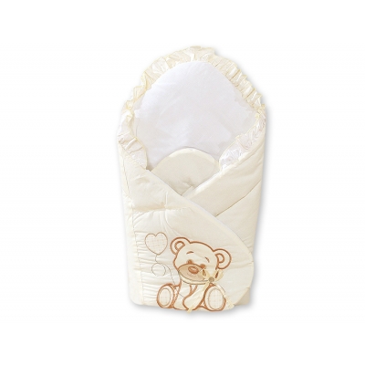 Babynestchen mit Steife Einlage - Bär mit Schleife creme