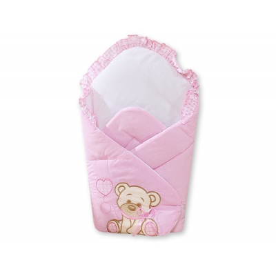Babynestchen mit Steife Einlage - Bär mit Schleife rosa