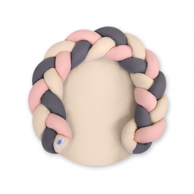 Babynestchen / Spielmatte 2 in1 - beige-altrosa-anthrazit Bettschlange Bettumrandung