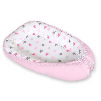 Babynestchen - Sternen grau-rosa/grau