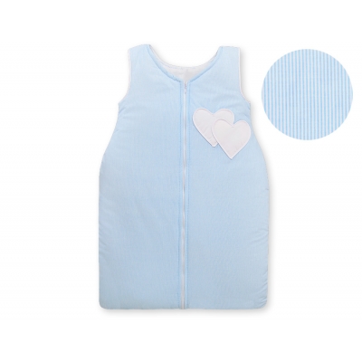 Babyschlafsack - Hängende Herzen blau gestreift