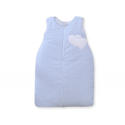 Babyschlafsack - Hängende Herzen blau kariert