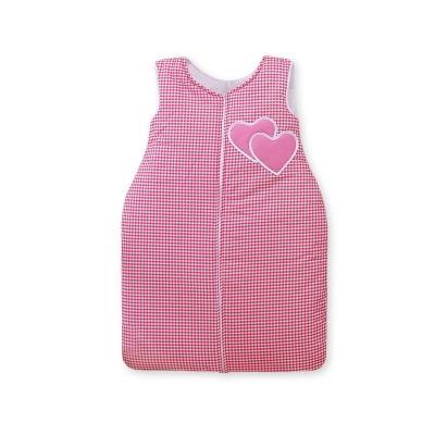 Babyschlafsack - Hängende Herzen dunkel rosa kariert