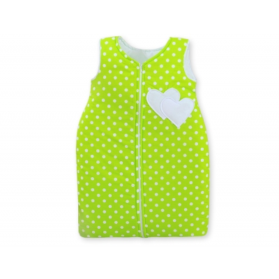 Babyschlafsack - Hängende Herzen green - Punktemuster