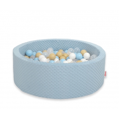 Bällebad 90 x 30 cm Minkystoff mit Bällen 200st- misty blue