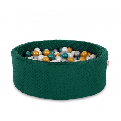 Bällebad 90 x 30 cm Minkystoff mit Bällen 300st - flaschengrün