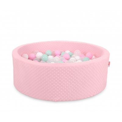Bällebad 90 x 30 cm Minkystoff mit Bällen 300st - rosa