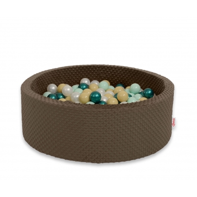 Bällebad 90 x 30 cm Minkystoff mit Bällen 400st - schokoladen