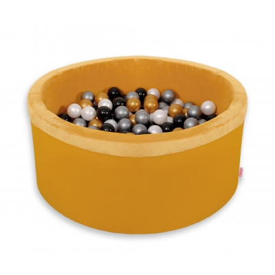 Bällebad aus Minkystoff Bällepool mit bunten Bällen 200st - honey yellow