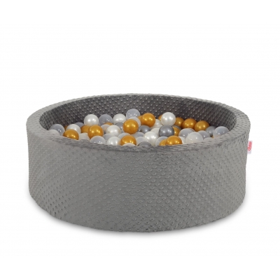 Bällebad aus Minkystoff Höhe 30 cm mit Bällen 200st- dunkelgrau