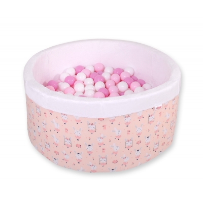 Bällebad aus Minkystoff mit Bällen 200st - Ballerinen rosa