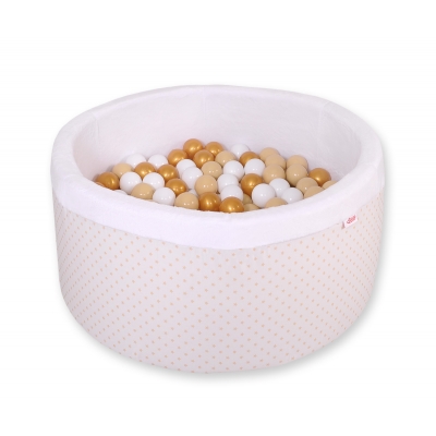 Bällebad aus Minkystoff mit Bällen 200st - goldene Sternchen
