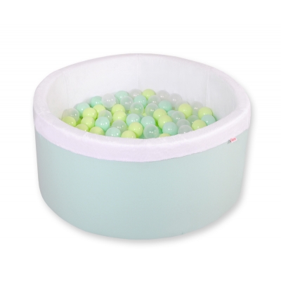Bällebad aus Minkystoff mit Bällen 200st - minze
