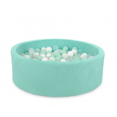 Bällebad für Baby aus Minkystoff Höhe 30 cm mit Bällen 200st- minze