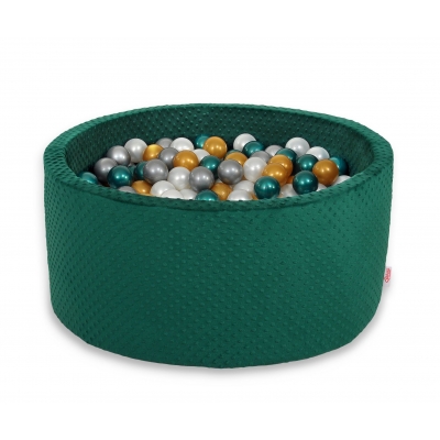 Bällebad für Babys 90 x 40 cm Minky mit Bällen 300st - flaschengrün