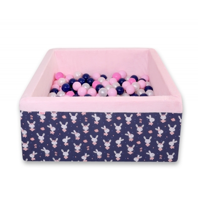 Bällebad minky mit Bällen 200st - blaue Hasen