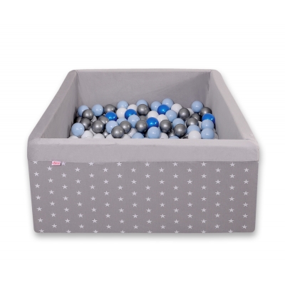 Bällebad minky mit Bällen 200st - graue Sternchen