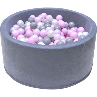 Bällebad grau mit rosa Bällen