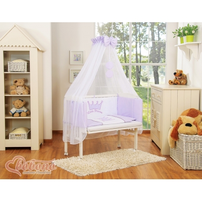 Beistellbett Babybett für Elternbett FABIO mit Matratze und Bettwäsche Set - Little Prince/Princess lila
