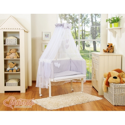 Beistellbett Komplett  Set Grau Herzen