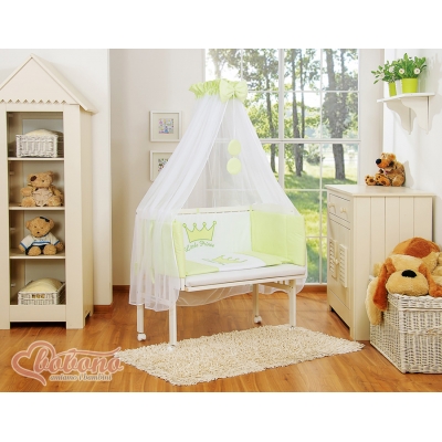 Beistellbett mit Matratze und Bettwäsche Set - Little Prince/Princess grün