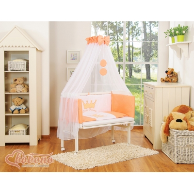 Beistellbett mit Matratze und Bettwäsche Set - Little Prince/Princess pfirsich