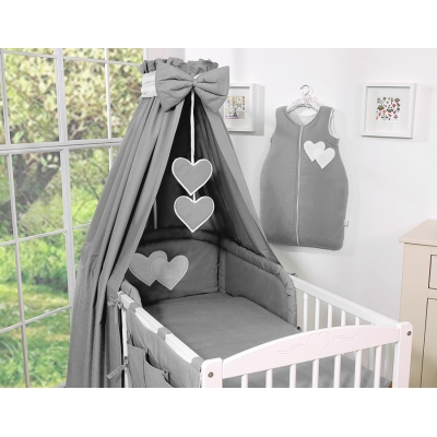 Betthimmel Baby aus dicker Stoff - Herzen anthrazit