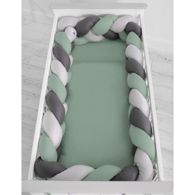 pastellgrün- grau - anthrazit Bettschlange für Babybett