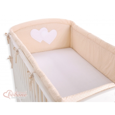 Bettumrandung Babybett XXL- Hängende Herzen Beige-Punktmuster