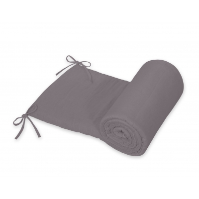 Bettumrandung für Babybett aus Musselin 180x30 cm - anthrazit
