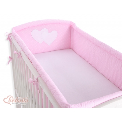 Bettumrandung Baby XXL - Hängende Herzen Rosa-Punktmuster