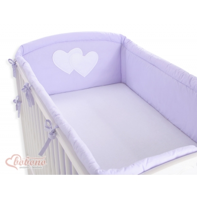 Bettumrandung XXL für Babybett - Hängende Herzen lila